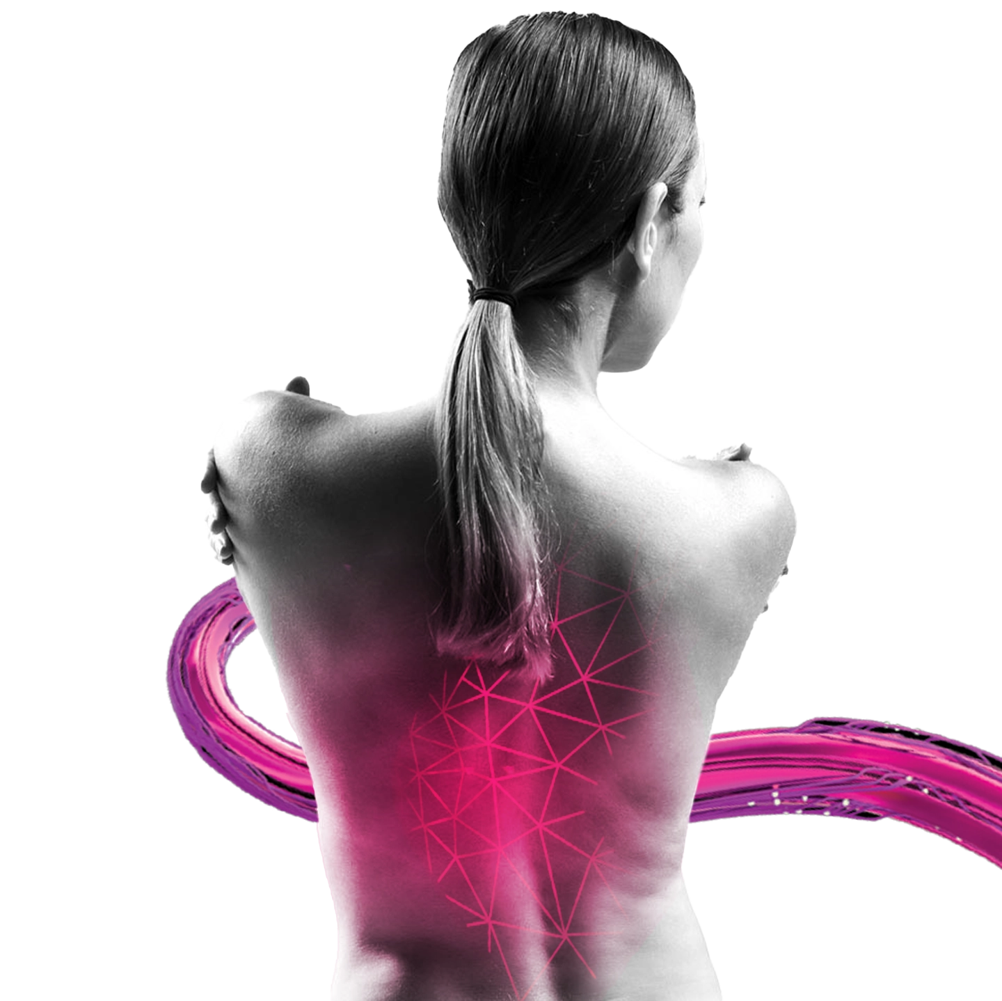 woman showing her back with spine highlighted